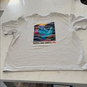 Nike Air loose fit men’s XL beige Graphic Tee with Water.Fire.Earth Design